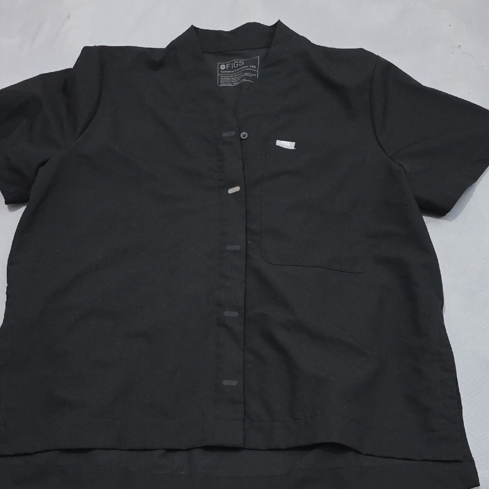 Figs Black Casual Button Down Shirt